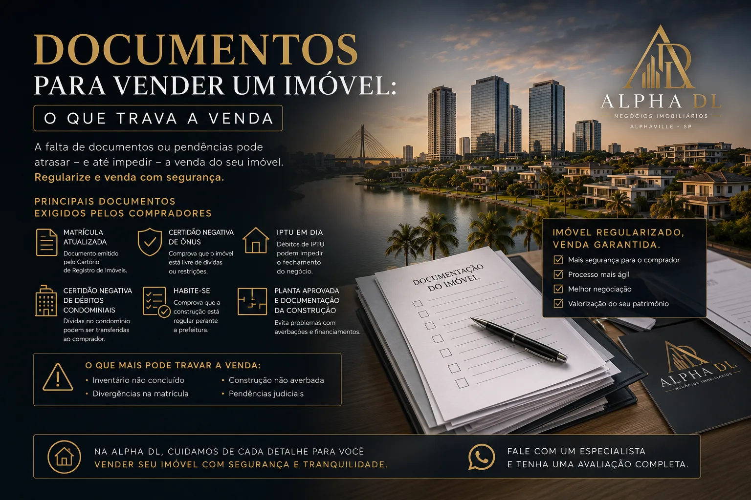 Documentos para vender um imóvel: matrícula, certidões e a papelada que trava ou libera a venda