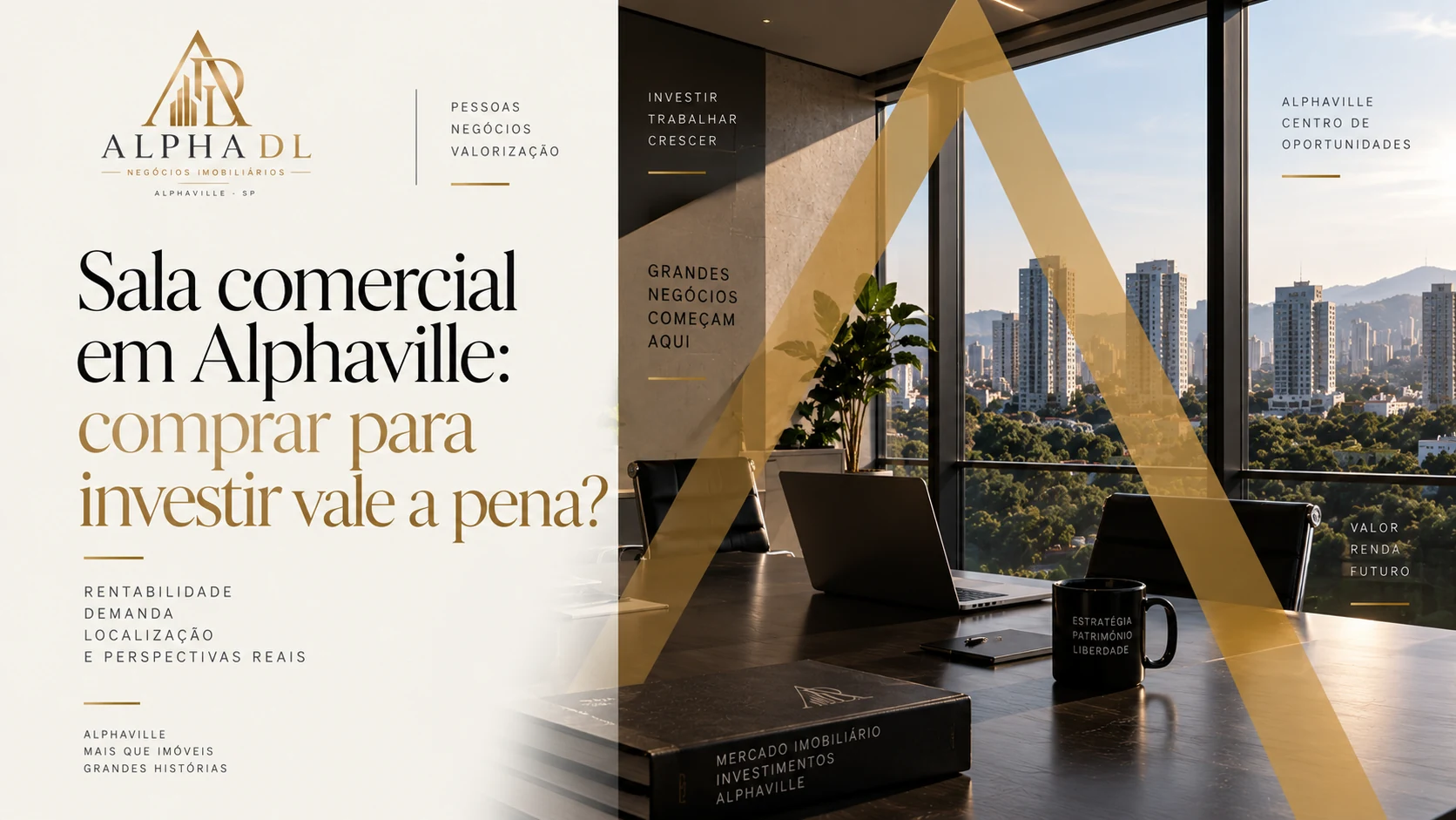 Capa do artigo Sala comercial em Alphaville: comprar para investir vale a pena? — Alpha DL Imóveis