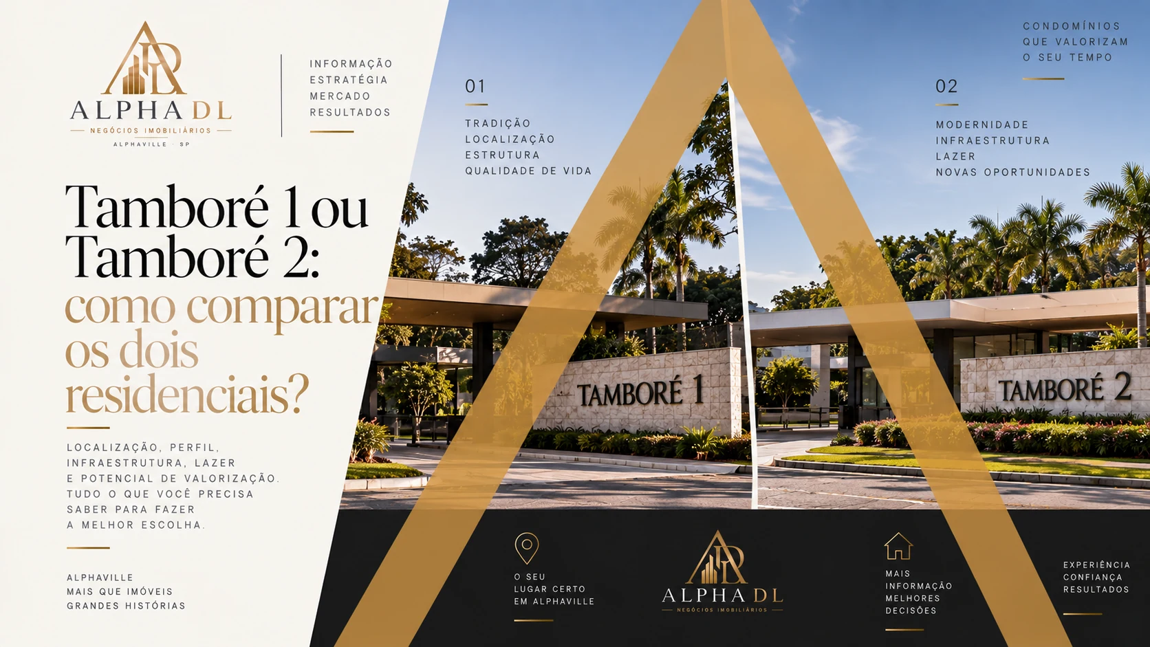Capa do artigo Tamboré 1 ou Tamboré 2: como comparar os dois residenciais — Alpha DL Imóveis